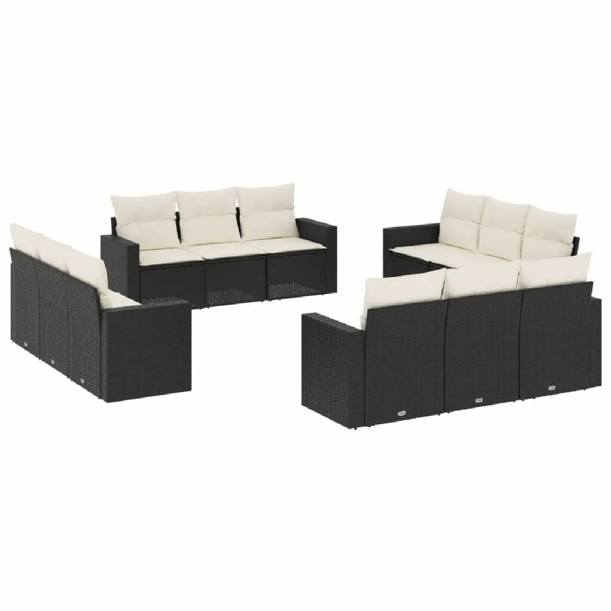 Maison Chic Salon de jardin 12 pcs avec coussins, Ensemble Tables et chaises d'extérieur noir résine tressée -GKD541333