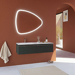 Kiamami Valentina MEUBLE DE SALLE DE BAINS GRIS FONCÉ DE 120 CM, LAVABO ASYMÉTRIQUE ET MIROIR SUSPENDU | SEATTLE