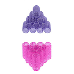 20Pcs 24mm Rose + 32mm Violet Auto Grip Hair Rollers Salon Set Pour Femmes