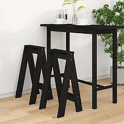 vidaXL Tabourets lot de 2 noir 40x40x75 cm bois massif de pin 