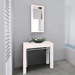 Ensemble meuble de salle de bain 85 cm meuble sous vasque et miroir en bois blanc CEDAM