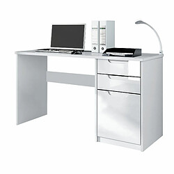 Mpc Bureau Avec 2 Tiroirs Et D’une Porte, Blanc Mat/blanc Haute Brillance (129 X 76 X 60 Cm)