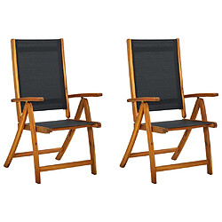 vidaXL Chaises pliables de jardin lot de 2 Bois d'acacia et textilène