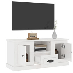 Maison Chic Meuble TV scandinave - Banc TV pour salon blanc brillant 100x35,5x45 cm bois d'ingénierie -MN12291 pas cher