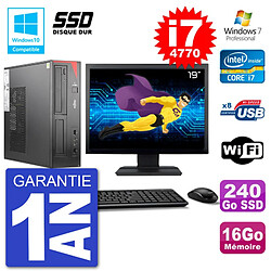 PC Fujitsu Esprimo E520 DT Ecran 19" i7-4770 16Go SSD 240Go Graveur DVD Wifi W7 · Occasion 