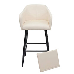 Mendler Tabouret de bar HWC-H93, tabouret de comptoir, repose-pieds métal ~ similicuir crème-beige