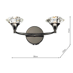 Acheter Luminaire Center Applique murale Luther chrome noir et cristal 2 ampoules