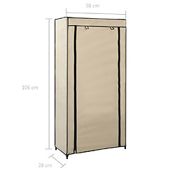 vidaXL Armoire à chaussures avec housse Crème 58x28x106 cm Tissu pas cher