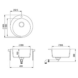 vidaXL Évier de cuisine Granit Seul lavabo Rond Beige pas cher