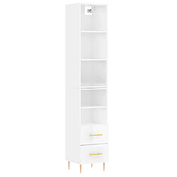 Maison Chic Buffet,Meuble de Rangement,commode pour salon,Cuisine Blanc brillant 34,5x34x180 cm Bois d'ingénierie -MN98899