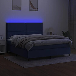 Avis vidaXL Sommier à lattes de lit et matelas et LED Bleu 160x200 cm Tissu