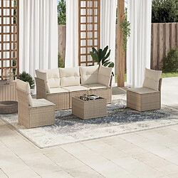 vidaXL Salon de jardin avec coussins 6 pcs beige résine tressée 