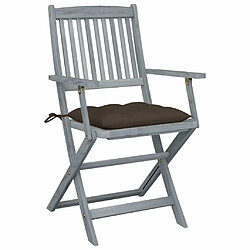 Maison Chic Lot de 2 Chaises pliables d'extérieur avec coussins | Chaises de jardin | Fauteuil Relax Bois d'acacia -GKD70596