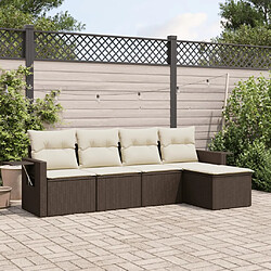 vidaXL Salon de jardin avec coussins 5 pcs marron résine tressée 