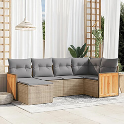 vidaXL Salon de jardin avec coussins 6 pcs beige résine tressée 