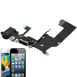 Wewoo Pour iPhone 5 Noir pièce détachée Tail Connecteur Chargeur Câble flexible Flex Cable + Casque Audio Jack Flex