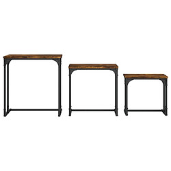 Maison Chic Lot de 3 Tables basses gigognes pour salon | Table à café chêne fumé bois d'ingénierie -GKD29329 pas cher