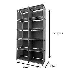 Etagère de Rangement 6 Étages 12 Trous PVC & Tissu Nyana Home 155x80x29 cm pas cher