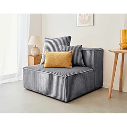 Lisa Design Colombine - module d'assise sans accoudoirs - en velours côtelé grosses côtes Colombine - module d'assise sans accoudoirs - en velours côtelé grosses côtes - Gris