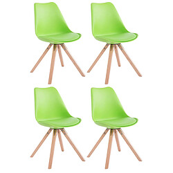 Decoshop26 4 chaises de salle à manger style scandinave en synthétique et plastique vert pieds carré en bois clair CDS10367 