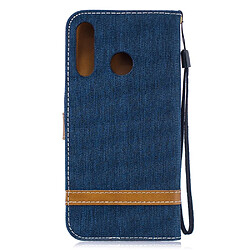 Avis Etui en PU tissu jeans de couleur assortie bleu foncé pour votre Huawei P30 Lite