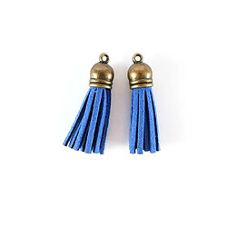 Graines Creatives 2 minis pompons en suédine 4 m - bleu