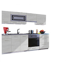 Dusine Cuisine GIOVANNA 8 éléments - bois blanchi 2m40 casserolier four encastrable