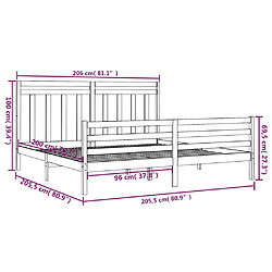 vidaXL Cadre de lit Bois massif 200x200 cm pas cher