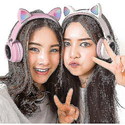 Universal Casque casque Caterpillar pliable enfant bluetooth 5.0 (rose)