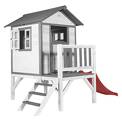 AXI Maison Enfant Beach Lodge XL en BLANC avec Toboggan en Rouge | Maison de Jeux en Bois FFC pour Les Enfants | Maisonnette / Cabane de Jeu pour Le Jardin