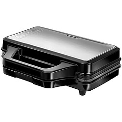 Appareil Éectrique pour 4 Sandwiches en Forme de Triangle, Plaques Antiadhésive, 900, Acier Inox / Noir, MPM, MOP-45M 