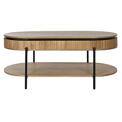 Pegane Table basse, table de salon rectangulaire en bois naturel et métal noir - longueur 120 x profondeur 60 x Hauteur 50 cm 