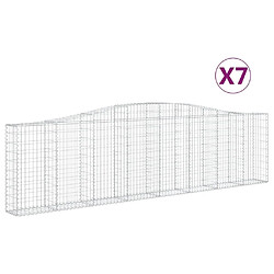 vidaXL Paniers à gabions arqués 7 pcs 400x30x100/120 cm Fer galvanisé