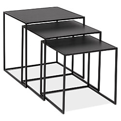 Alterego Set de 3 tables gigognes emboîtables 'BAGGY' en bois et métal noir