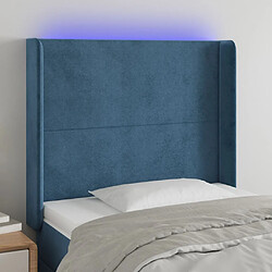 Maison Chic Tête de lit scandinave à LED,meuble de chambre Bleu foncé 83x16x118/128 cm Velours -MN12739