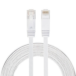 Wewoo Câble réseau LAN plat Ethernet blanc ultra-plat CAT6 5m, cordon RJ45