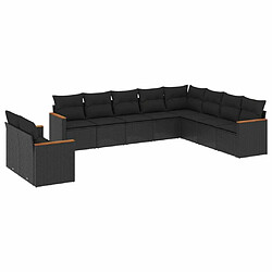 Maison Chic Salon de jardin 10 pcs avec coussins, Ensemble Tables et chaises d'extérieur noir résine tressée -GKD904576