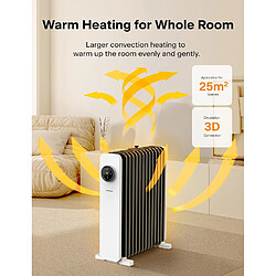 PELONIS Radiateur à huile 2500W, 13 nervures avec LED thermostat et minuterie de 24 heuresau