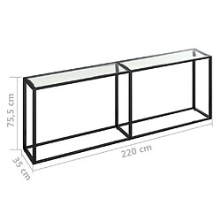 vidaXL Table console Transparent 220x35x75,5 cm Verre trempé pas cher