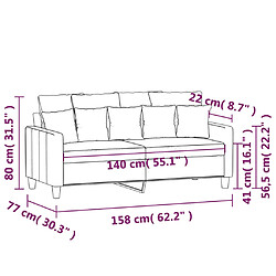 vidaXL Canapé à 2 places Jaune clair 140 cm Tissu pas cher