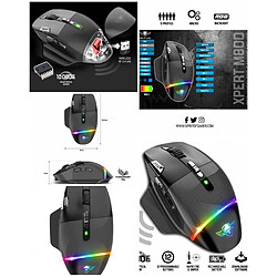 Spirit of Gamer Souris PC Gamer Sans fil 2.4ghz 1000DPI M800 9 boutons rechargeable PixArt – Optique 20 heures avec RGB