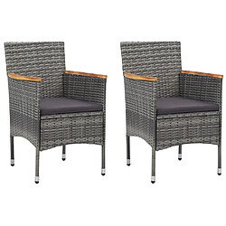 Avis Maison Chic Table de bistro et chaises d'extérieur 3 pcs,Ensemble de bistro de jardin pour relax Résine tressée et verre trempé Gris -GKD209273