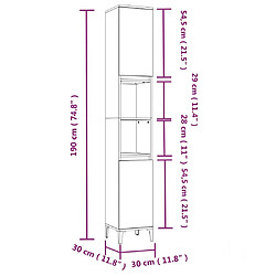 vidaXL Armoire de bain chêne marron 30x30x190 cm bois d'ingénierie pas cher