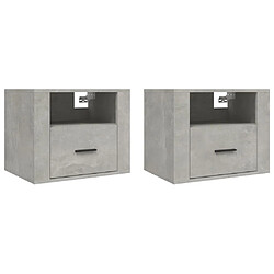 vidaXL Tables de chevet murales 2 pcs Gris béton 50x36x40 cm