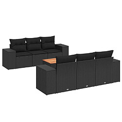 Maison Chic Salon de jardin 7 pcs avec coussins | Ensemble de Table et chaises | Mobilier d'Extérieur noir résine tressée -GKD61308