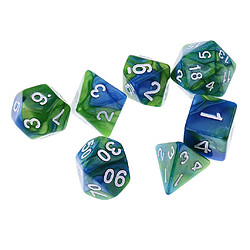 Avis 7pcs dés polyédriques pour des donjons et des dragons dés jeux de table vert bleu