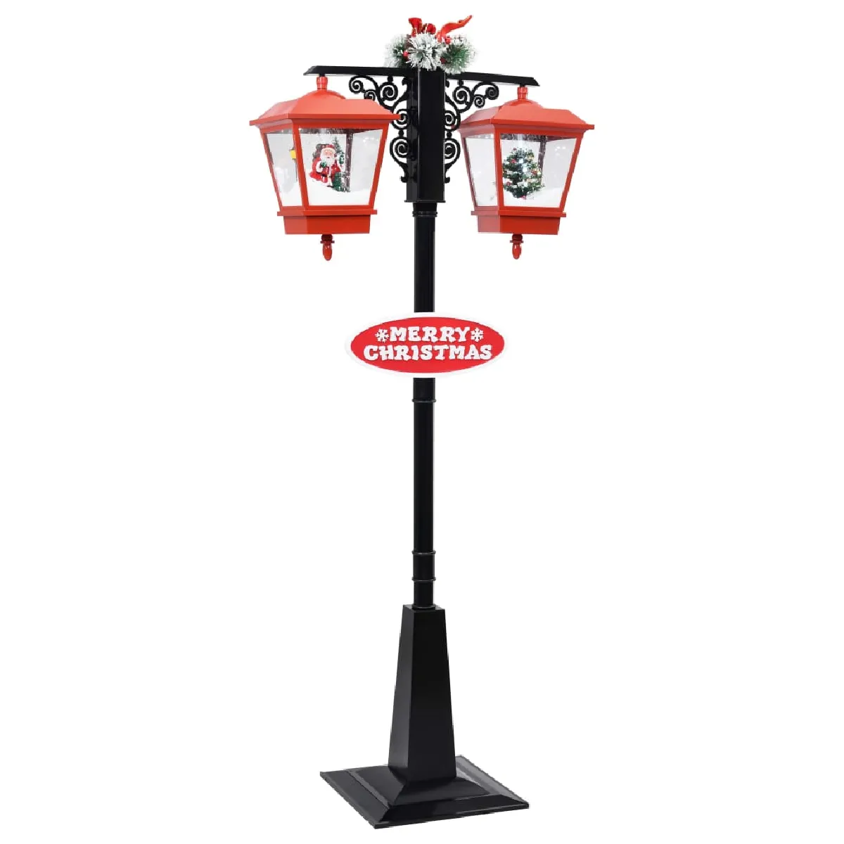 vidaXL Lampadaire de Noël avec Père Noël Noir et rouge 81x40x188cm PVC 