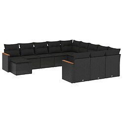 Maison Chic Salon de jardin 12 pcs avec coussins, Ensemble Tables et chaises d'extérieur noir résine tressée -GKD268890