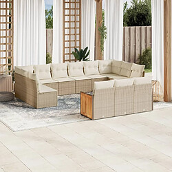 Maison Chic Salon de jardin avec coussins 13 pcs | Ensemble de Table et chaises | Mobilier d'Extérieur beige résine tressée -GKD35405