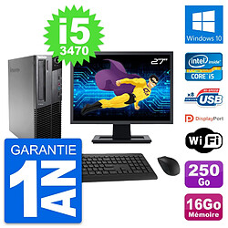 PC Lenovo M82 SFF Ecran 27" Intel i5-3470 RAM 16Go Disque 250Go Windows 10 Wifi - Occasion